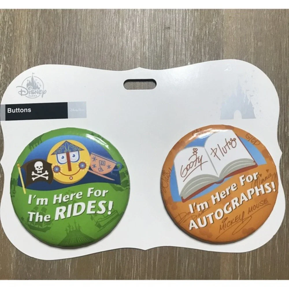Disney Button Set - I'm‎ Here For The RIDES & I'm Here For AUTOGRAPHS